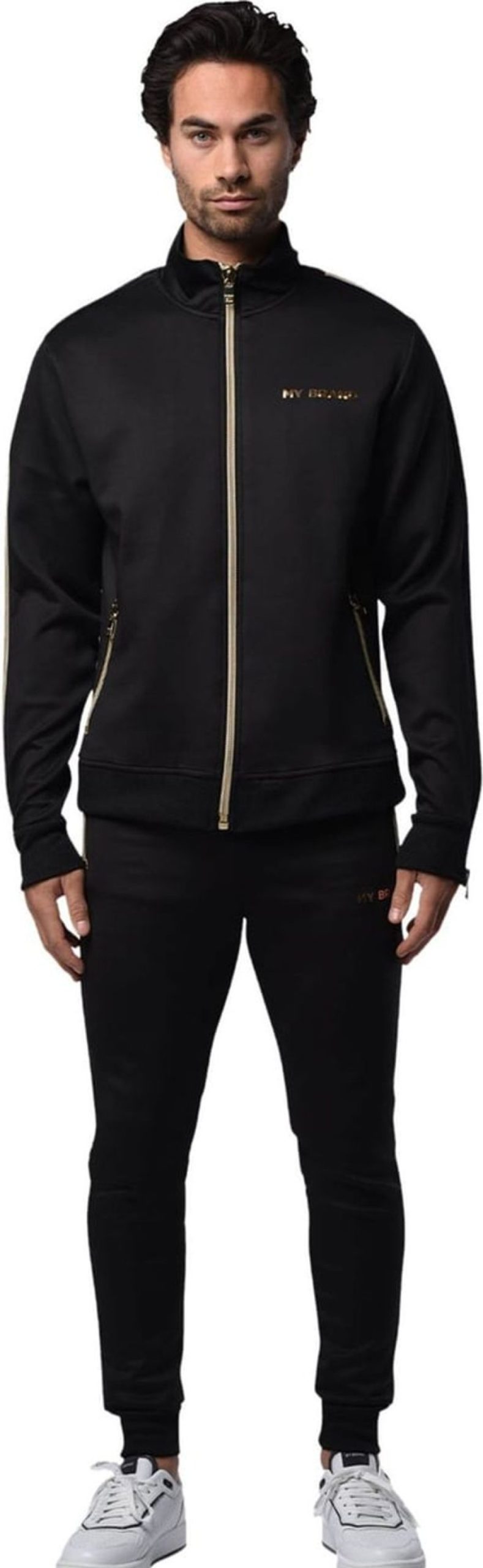 Heren My Brand | My Brand Gold Zipper Tracksuit Zwart