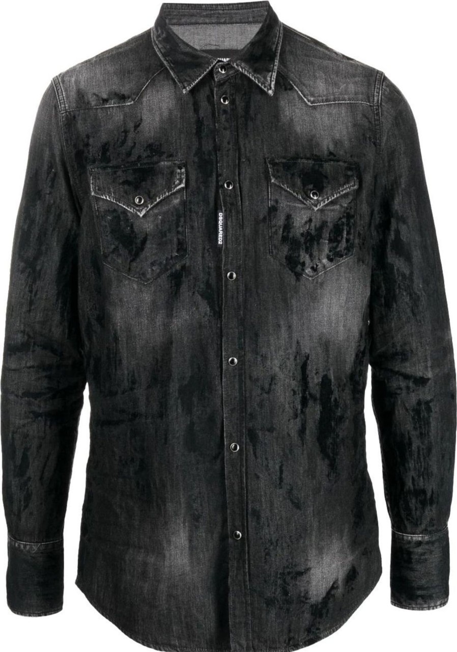 Heren Dsquared2 | Dsquared2 Classic Western Shirt Grijs