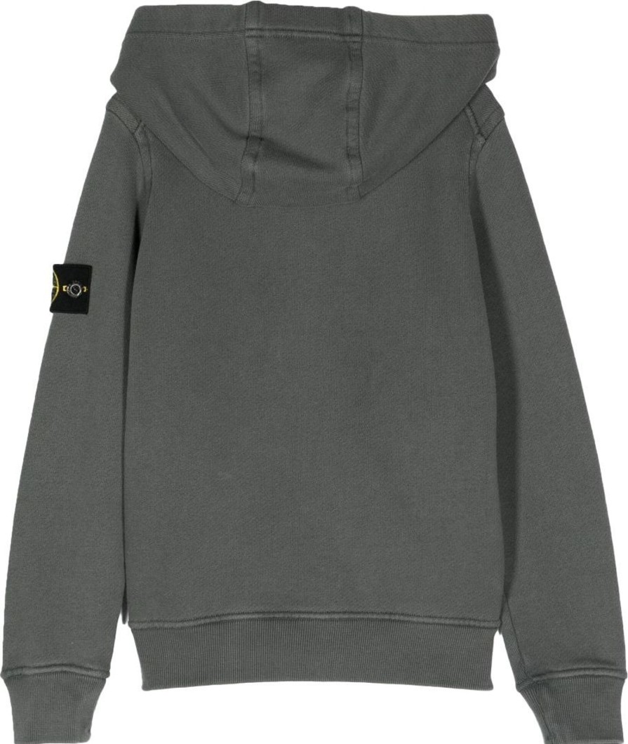 Kids Stone Island Truien | Stone Island Stone Island Sweater Zip Hood Diagonale Male Grijs