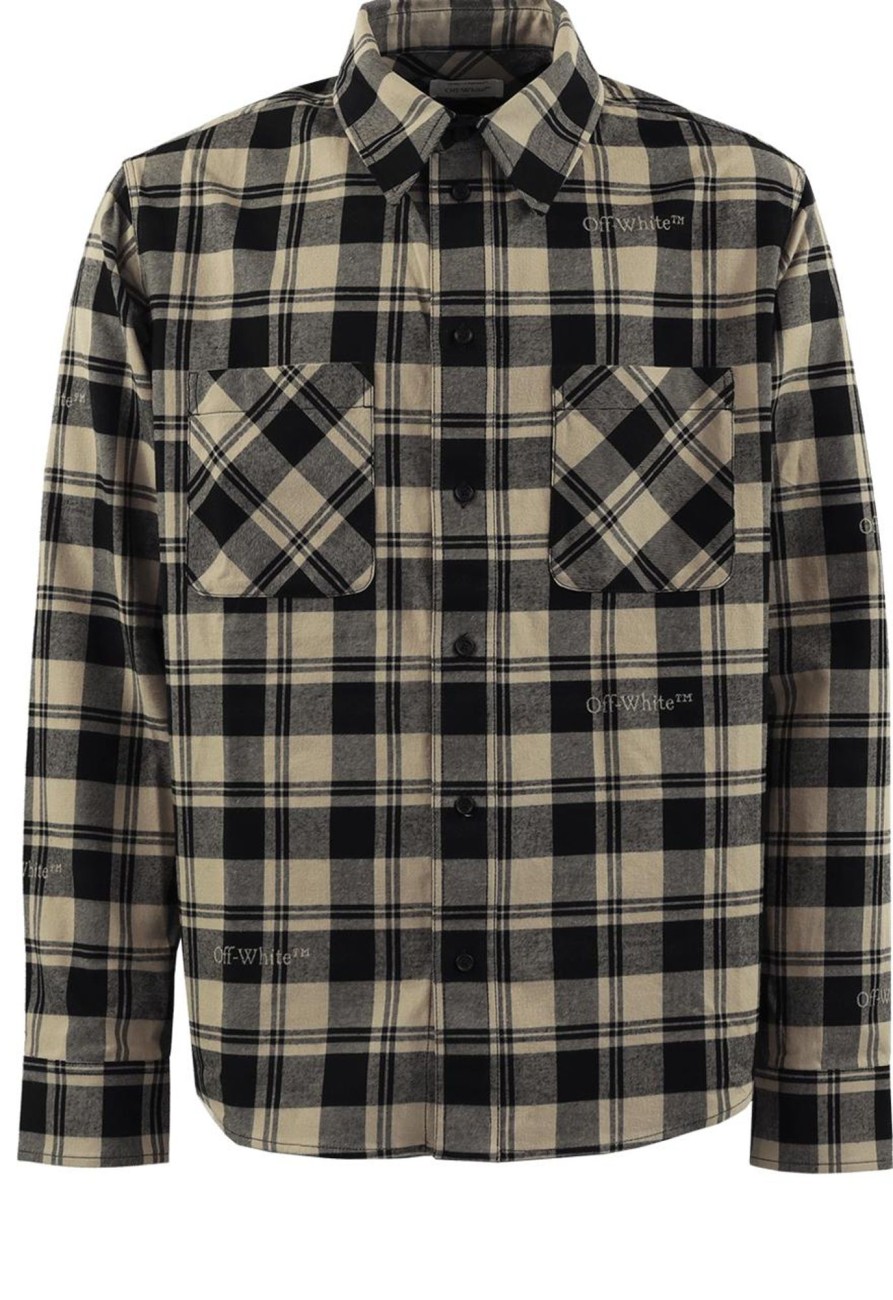 Heren OFF-WHITE | Off-White Check Flann Shirt Zwart