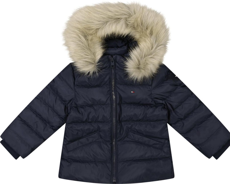 Kids Tommy Hilfiger Tassen | Tommy Hilfiger Tommy Hilfiger Baby Meisjes Jas Wit Wit