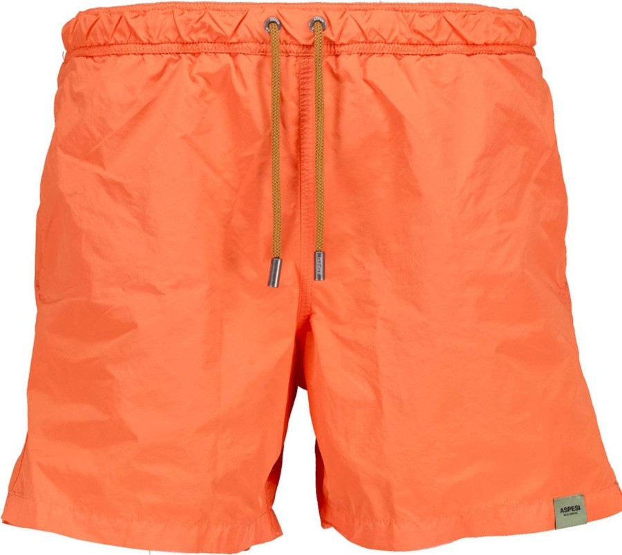 Heren Aspesi | Aspesi Aspesi Badkleding Oranje Polyester Maat L Basic Zwembroeken Oranje Oranje