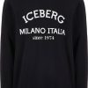 Heren Iceberg | Iceberg Sweater Milano Logo Black Zwart