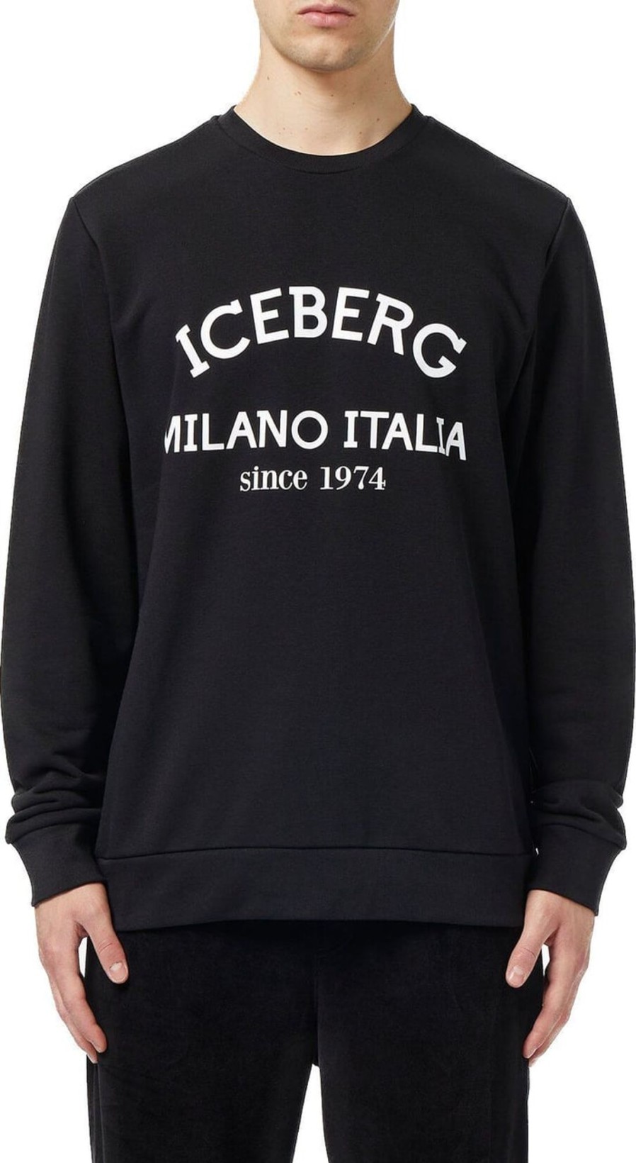 Heren Iceberg | Iceberg Sweater Milano Logo Black Zwart