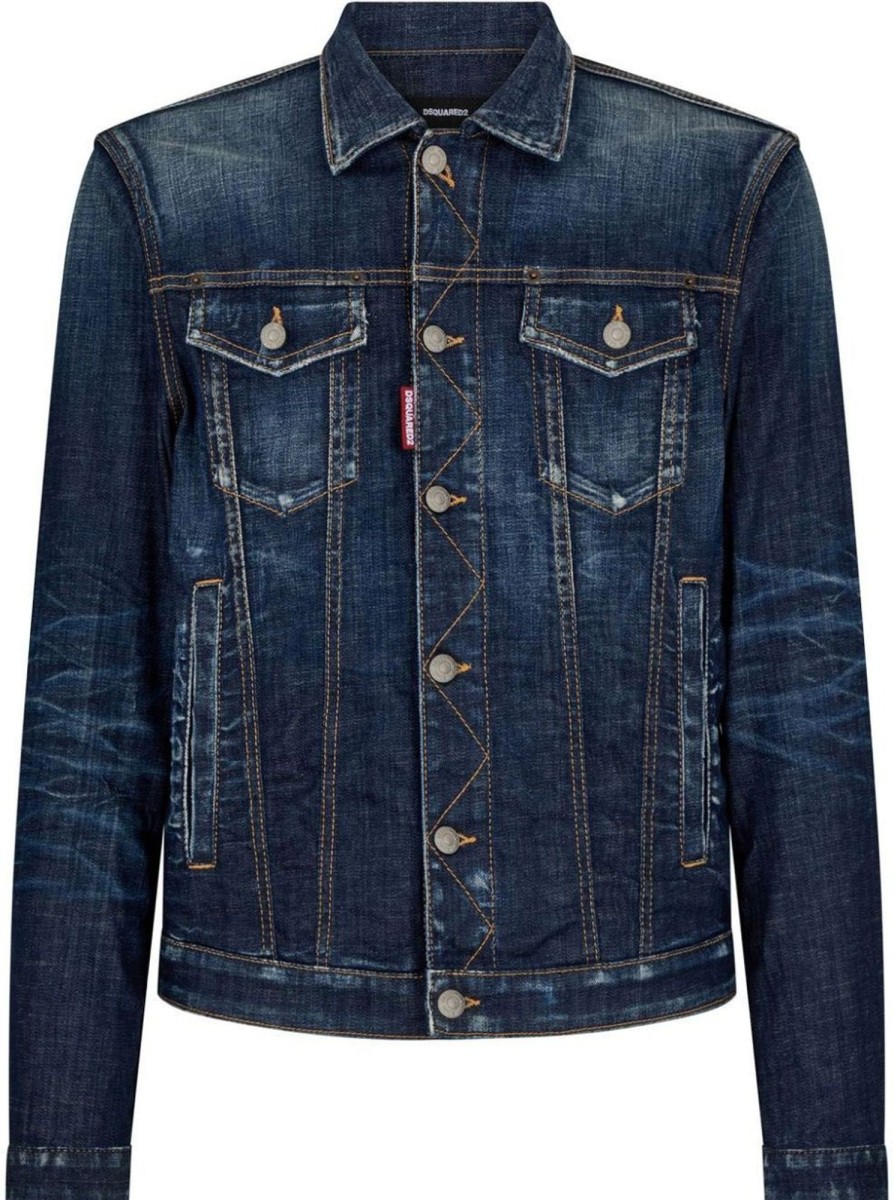 Heren Dsquared2 | Dsquared2 Coats Denim Blue Blauw