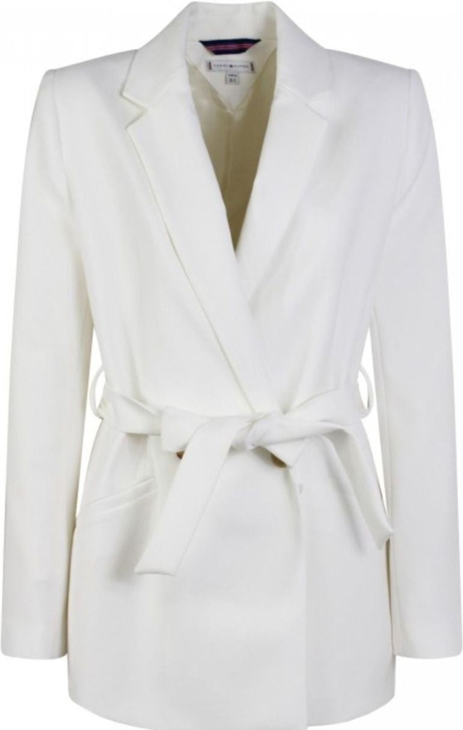 Dames Tommy Hilfiger | Tommy Hilfiger Giacca Blazer Donna Con Cintura In Vita Wit