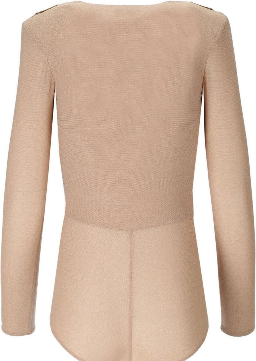 Heren Elisabetta Franchi | Elisabetta Franchi Nude Draped Bodysuit Beige Beige