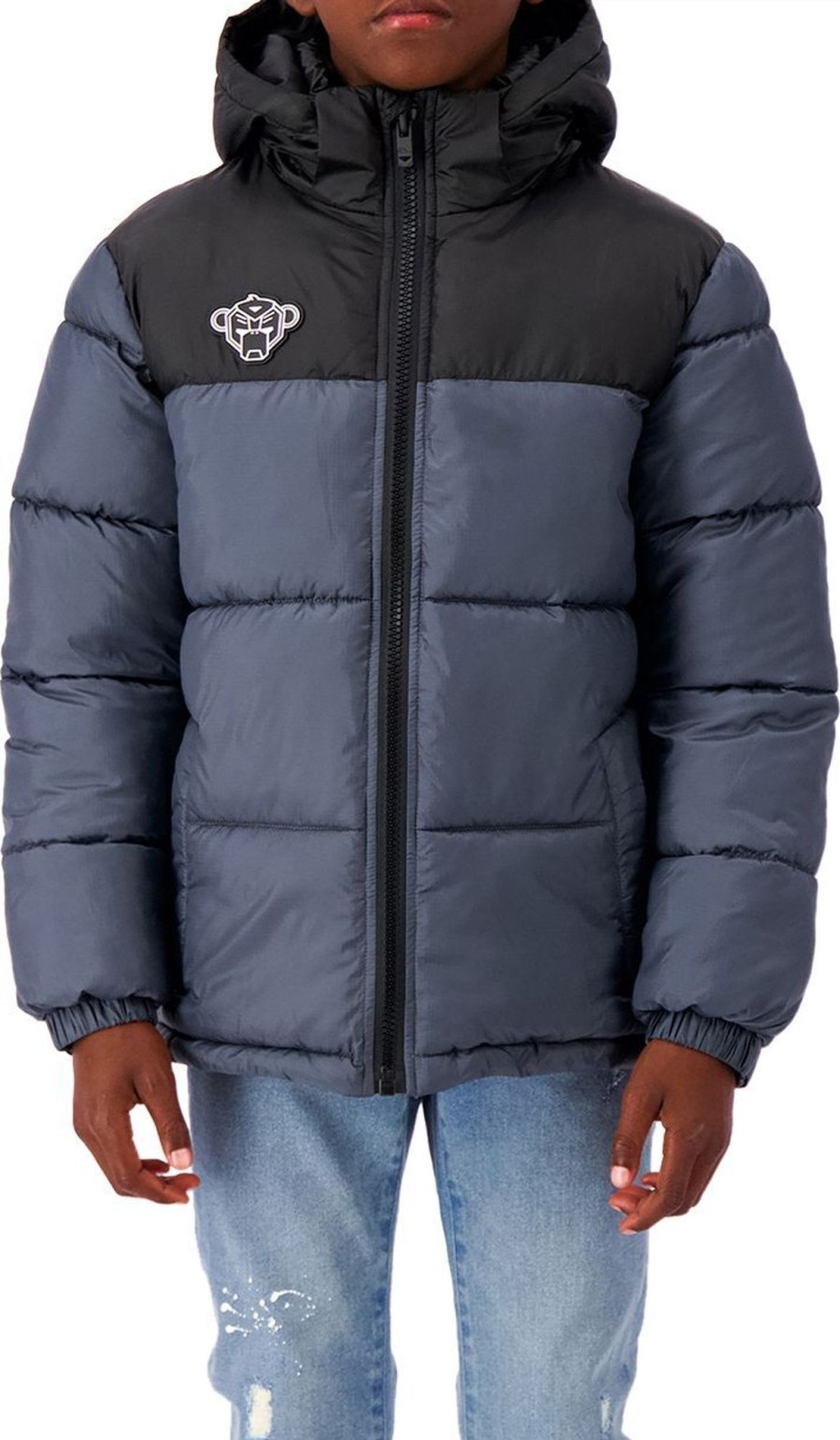 Kids Black Bananas Jassen | Black Bananas Jr Peek Puffer Jacket Grijs