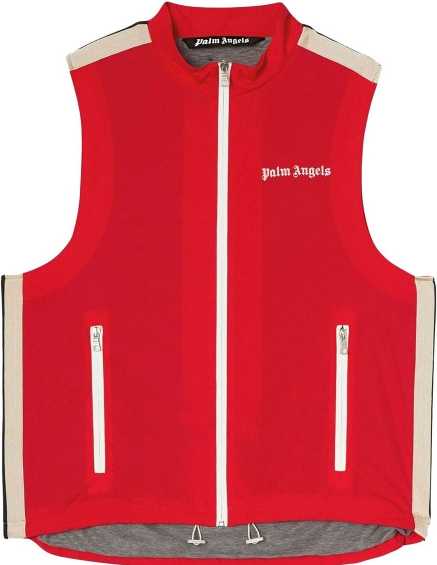 Heren Palm Angels | Palm Angels Logo-Print Gilet Rood