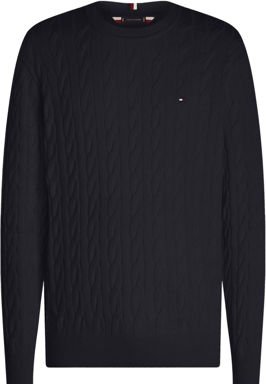 Heren Tommy Hilfiger | Tommy Hilfiger Tommy Hilfiger Trui Donkerblauw Katoen Maat M Truien Donkerblauw Blauw