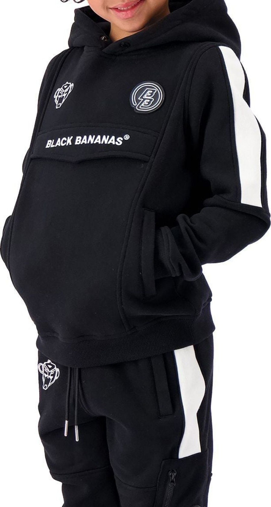 Kids Black Bananas Truien | Black Bananas Jr Anorak Stripe Hoody Zwart