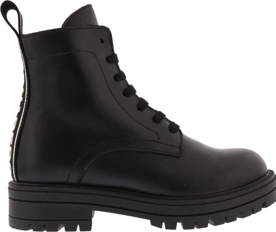 Kids Dsquared2 Laarzen | Dsquared2 Ankle Boot Lace Up Logo Zwart