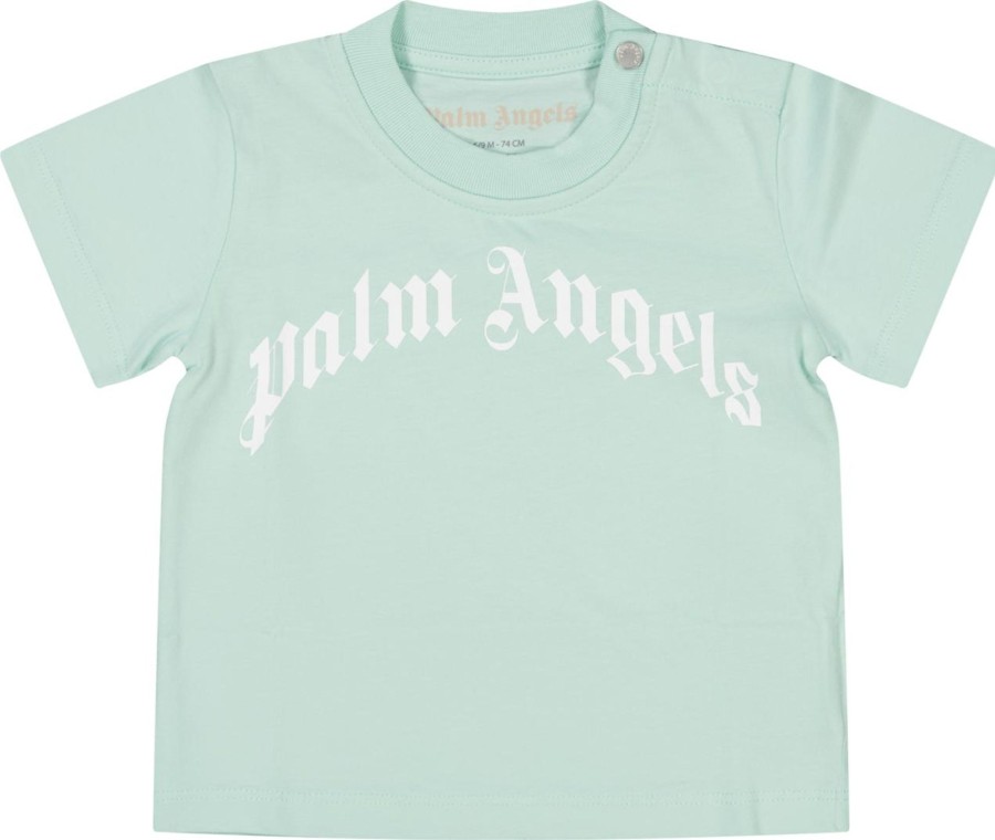 Kids Palm Angels Shirts | Palm Angels Palm Angels Baby Unisex T-Shirt Mint Groen