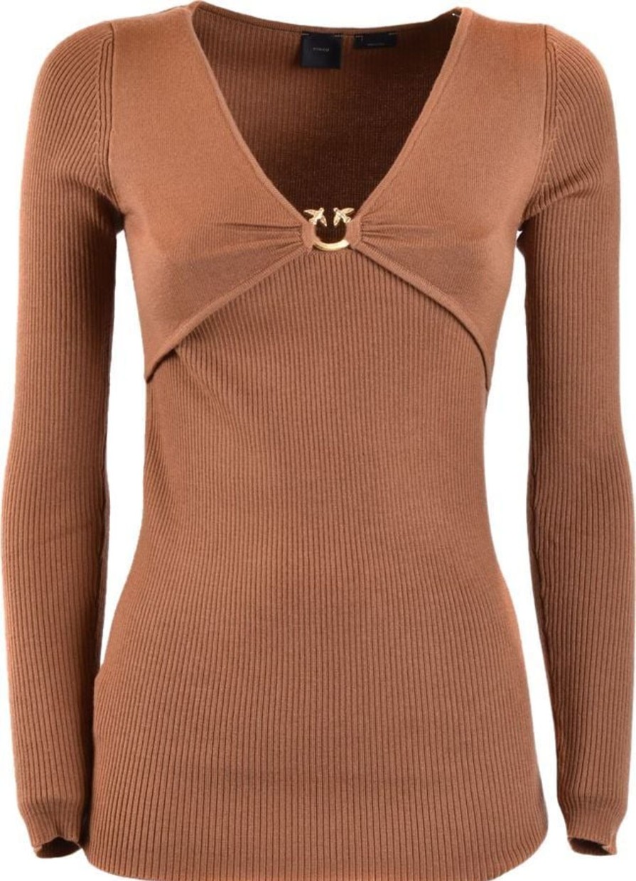 Dames Pinko | Pinko Sweaters Brown Bruin