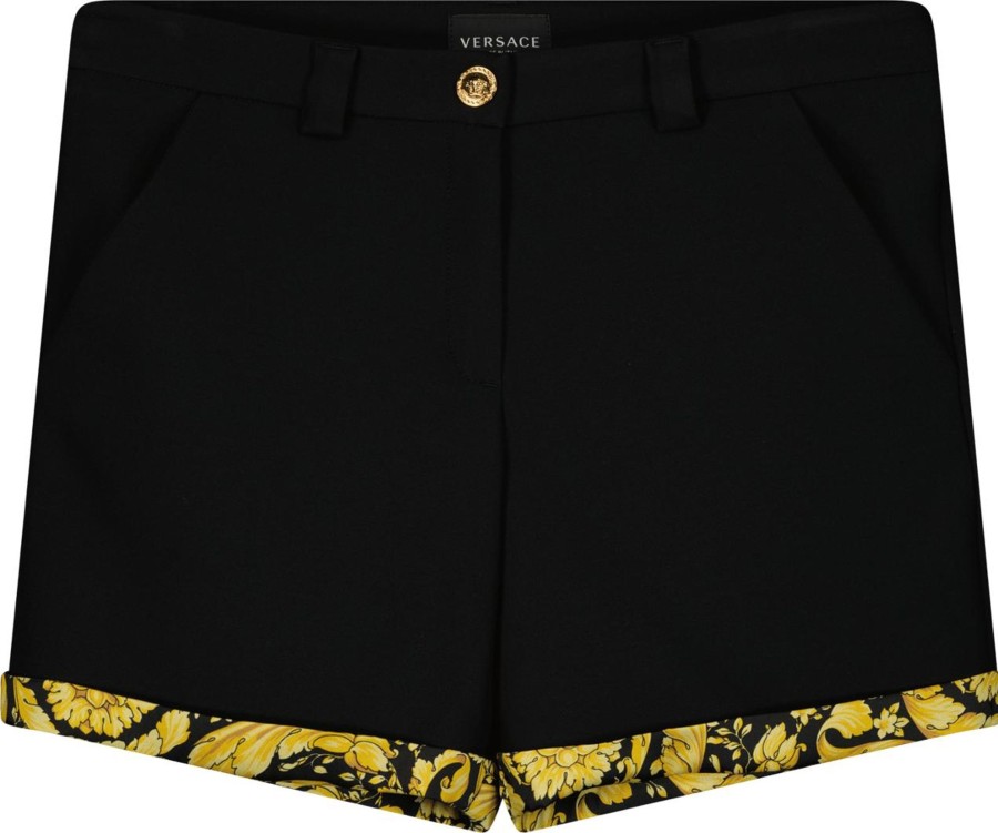 Kids Versace Shorts | Versace Versace Kinder Meisjes Shorts Zwart Zwart