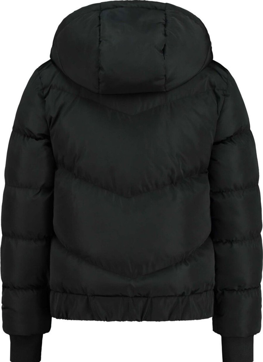 Kids Malelions Jassen | Malelions Junior Diagonal Brand Puffer Zwart