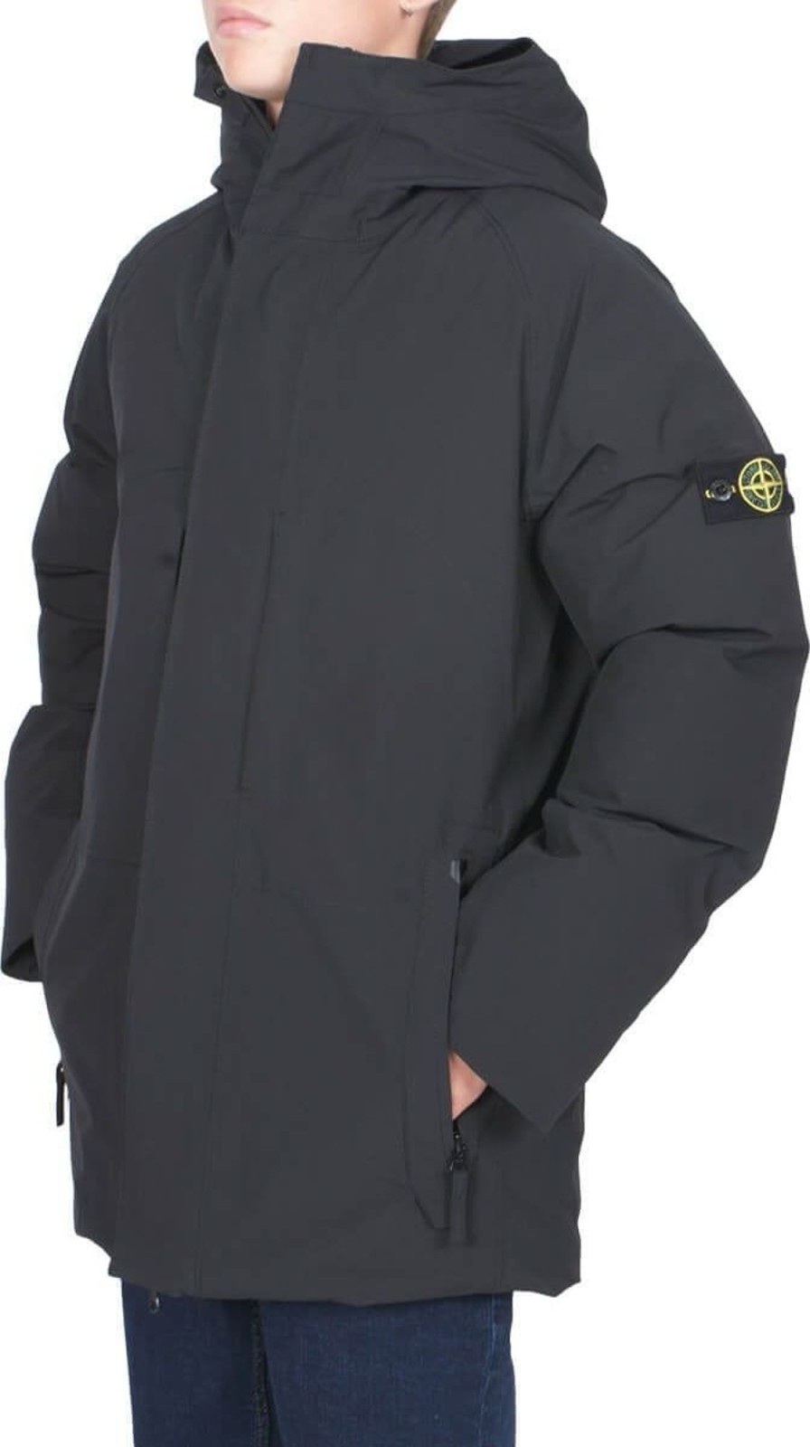 Kids Stone Island Jassen | Stone Island Stone Island Parka Softshell Male Zwart