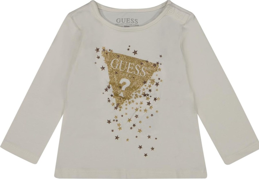 Kids Guess Shirts | Guess Guess Baby Meisjes T-Shirt Off White Wit