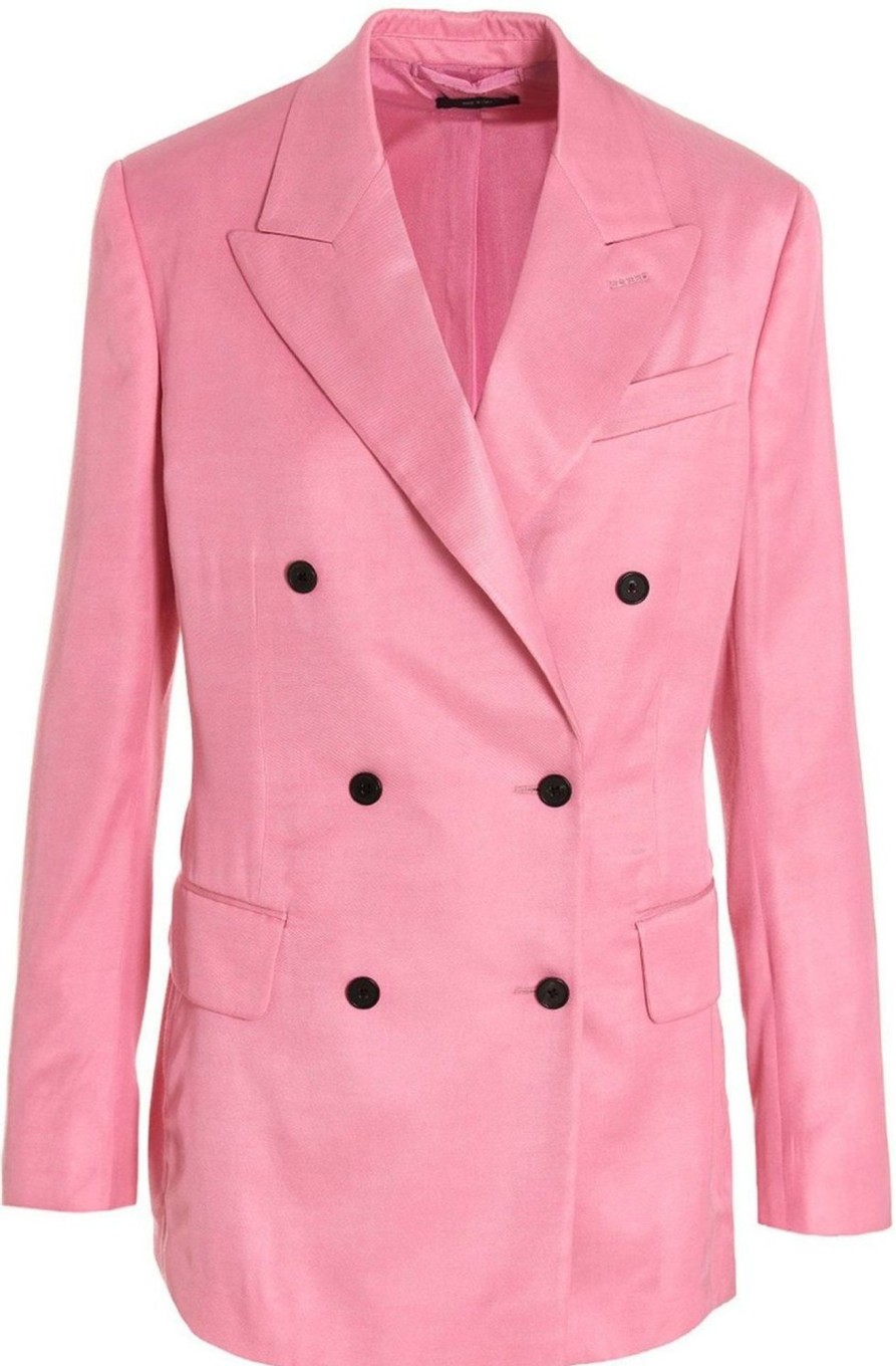 Dames Tom Ford | Tom Ford Tom Ford Double-Breasted Blazer Roze