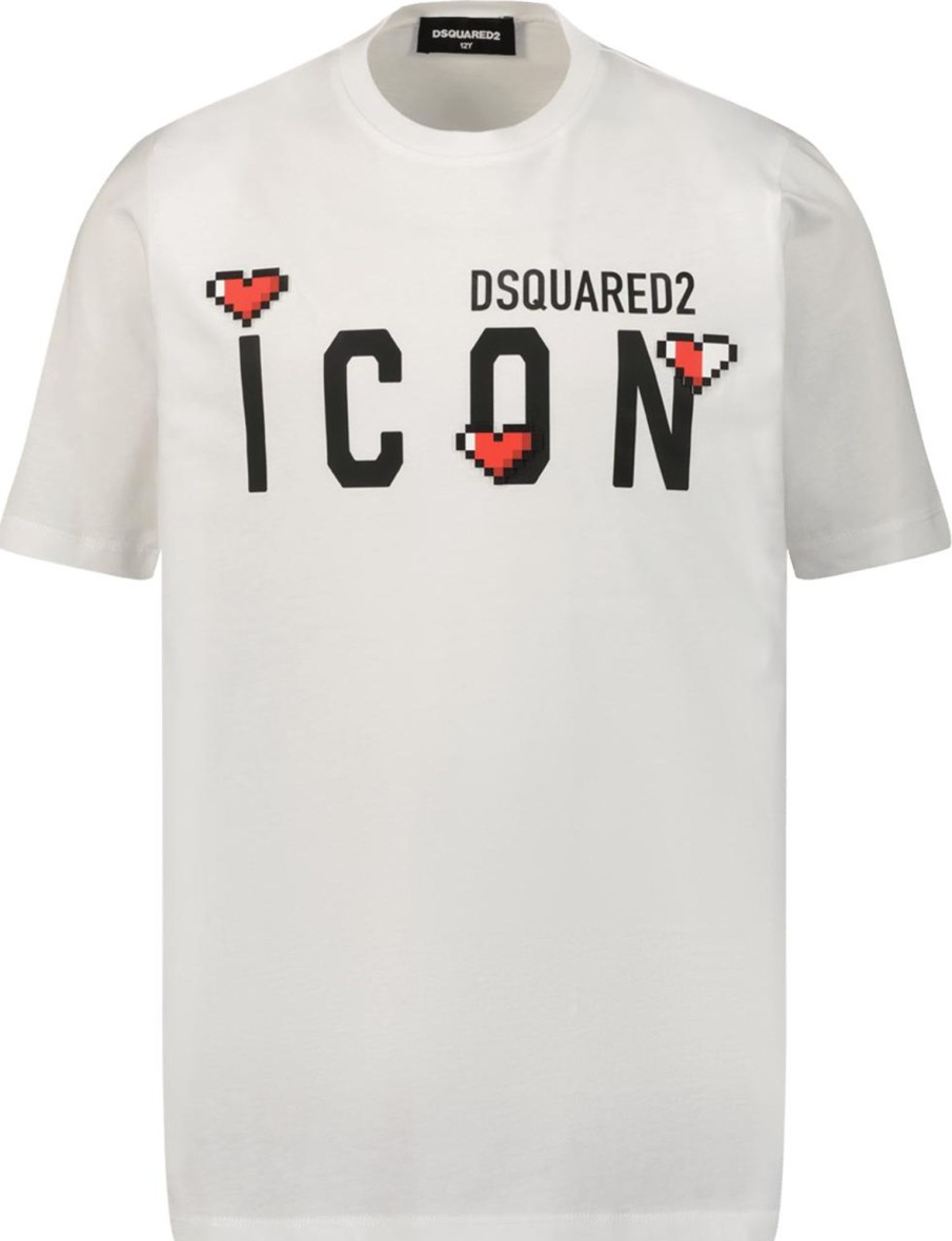 Kids Dsquared2 T-Shirts | Dsquared2 Dsquared2 Kinder Unisex T-Shirt Wit Wit