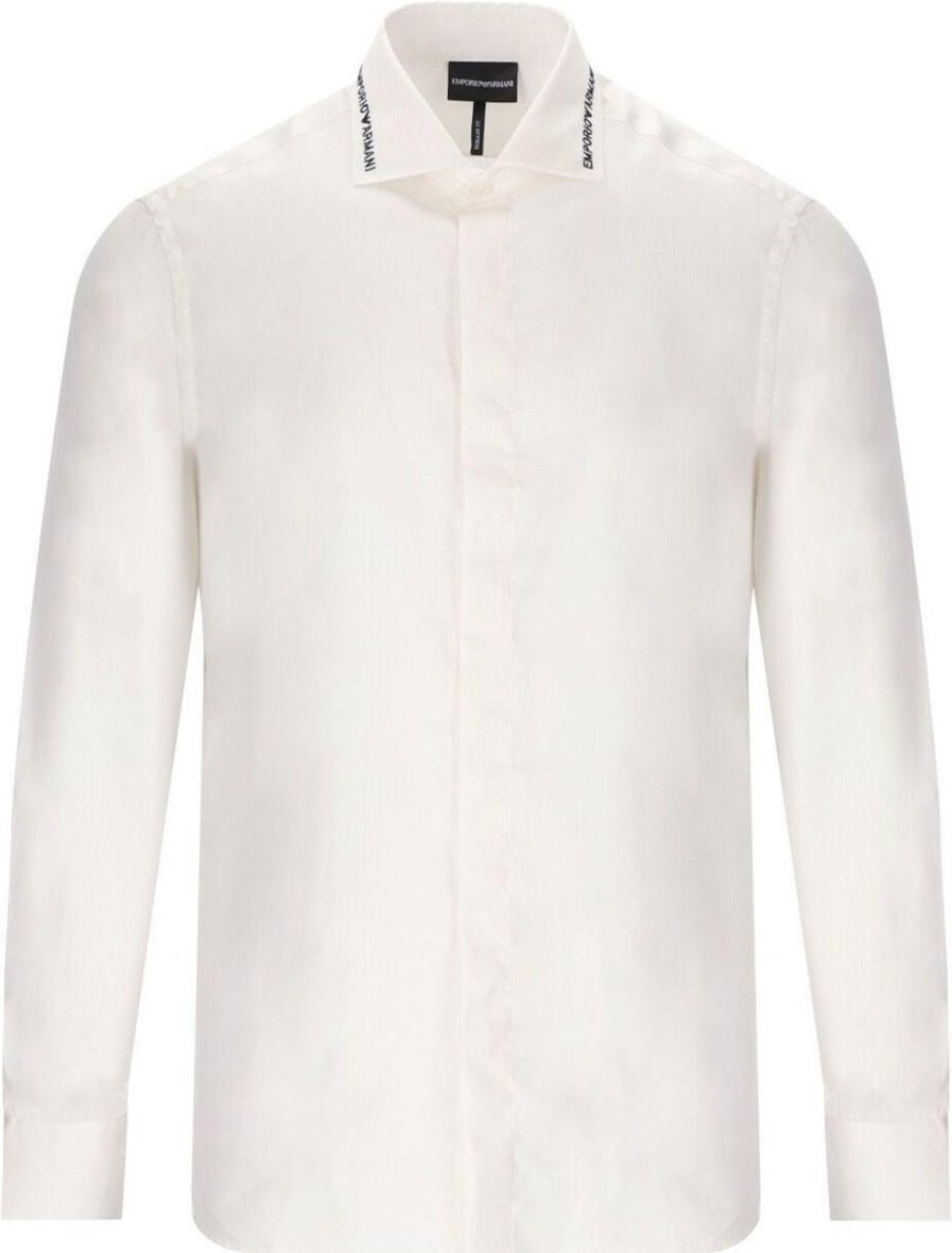 Heren Emporio Armani | Emporio Armani White Shirt With Logo White Wit