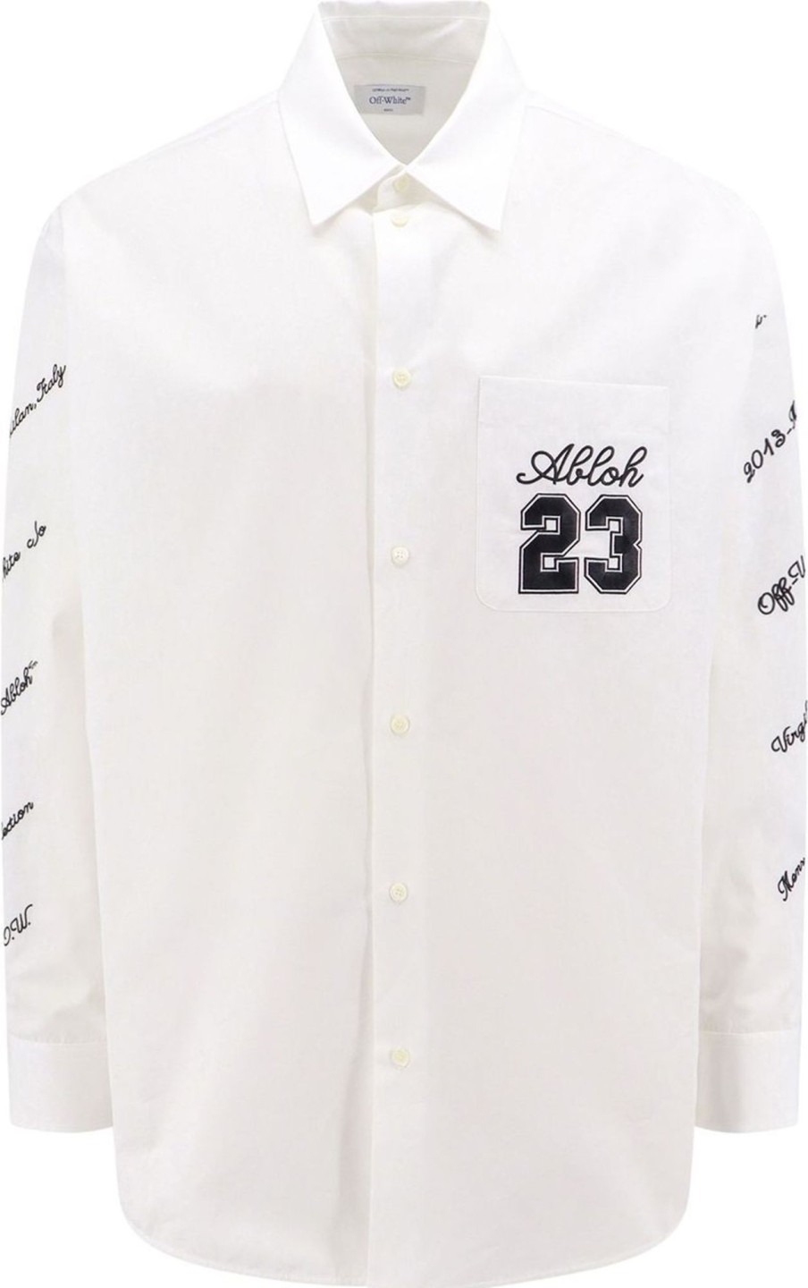 Heren OFF-WHITE | Off-White Oversize Cotton Shirt With Logo 23 Wit