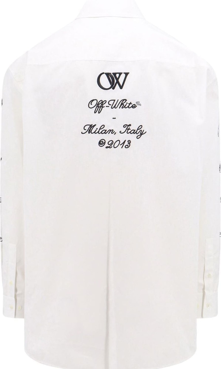 Heren OFF-WHITE | Off-White Oversize Cotton Shirt With Logo 23 Wit