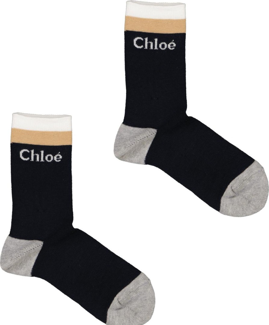 Kids Chloé Accessoires | Chloe Chloe Kinder Meisjes Sokken Navy Blauw