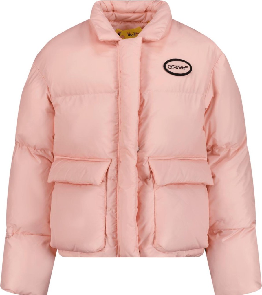 Kids OFF-WHITE Tassen | Off-White Off-White Kinder Meisjes Jas Licht Roze Roze