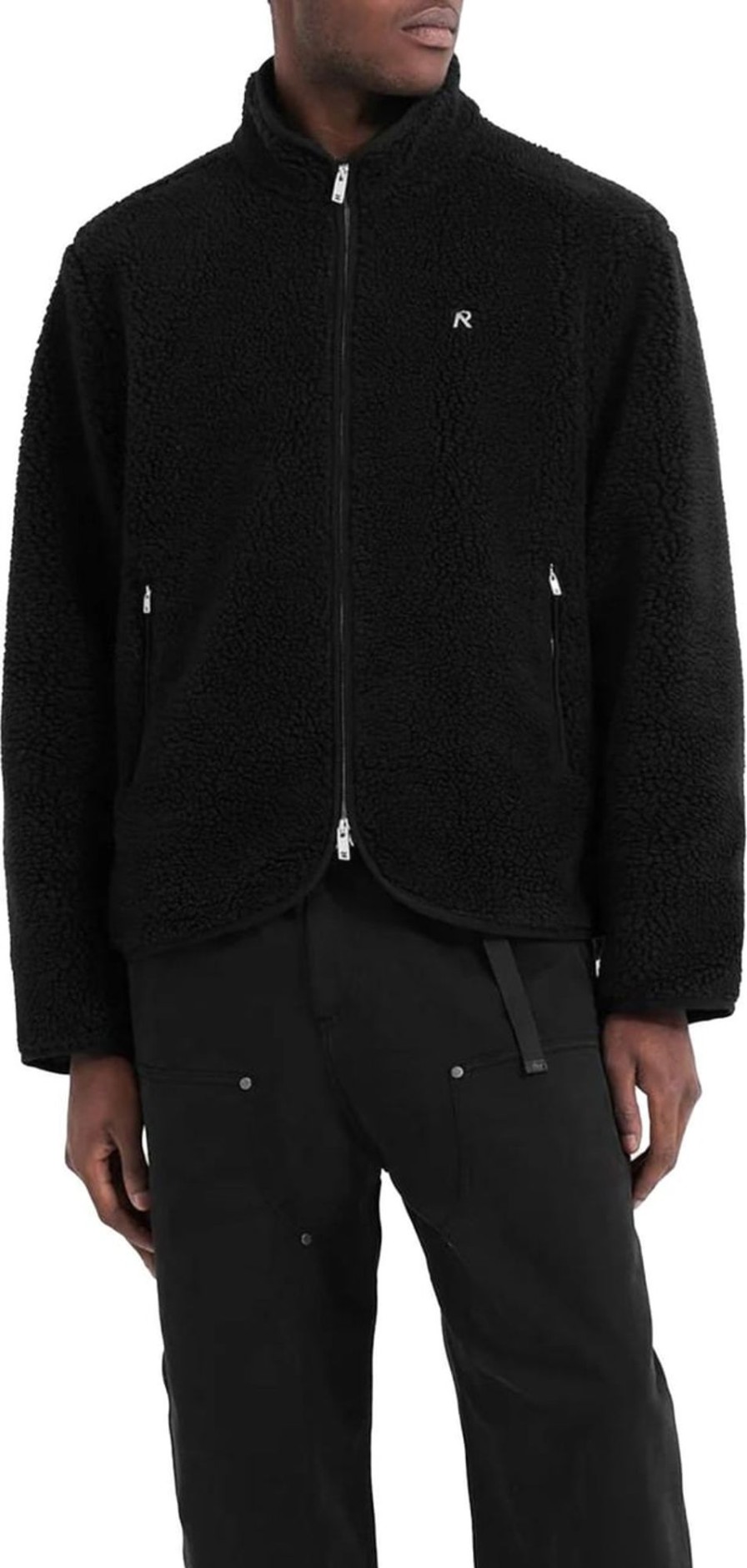 Heren Represent | Represent Fleece Zip Through - Jet Black Zwart