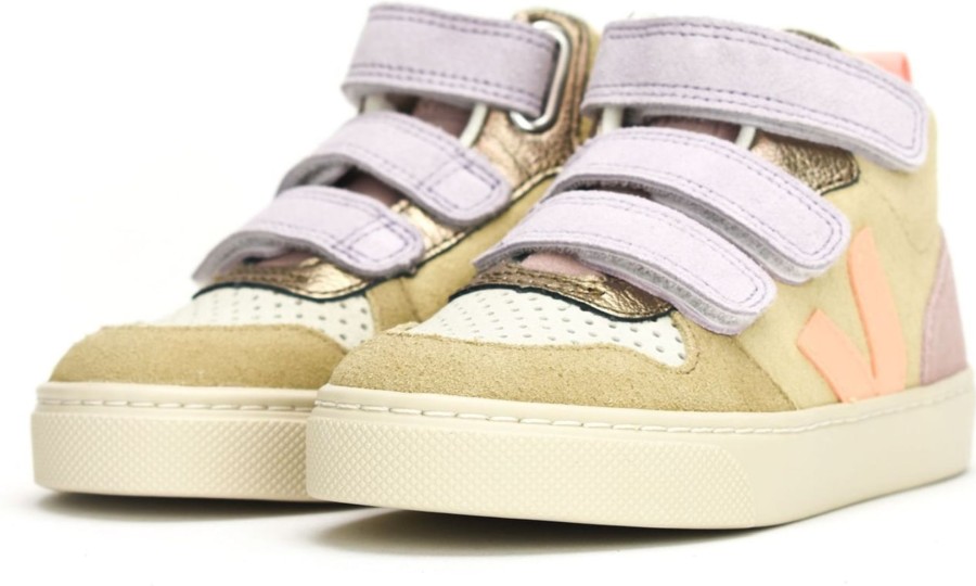 Kids Veja Sneakers | Veja V-10 Mid Almond-Peach Beige