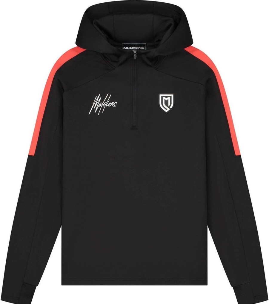 Heren Malelions | Malelions Sport Fielder Hoodie - Black/Red Zwart