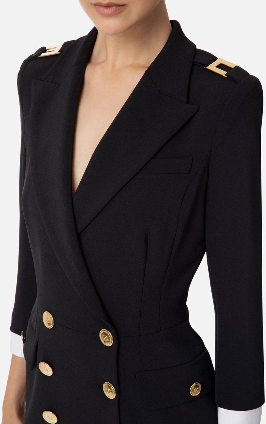 Dames Elisabetta Franchi | Elisabetta Franchi Elisabetta Franchi Jurk Zwart Polyester Maat 48 It Jurken Zwart Zwart