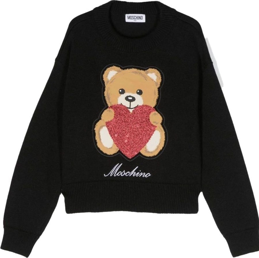 Kids Moschino Truien | Moschino Girocollo Black Zwart