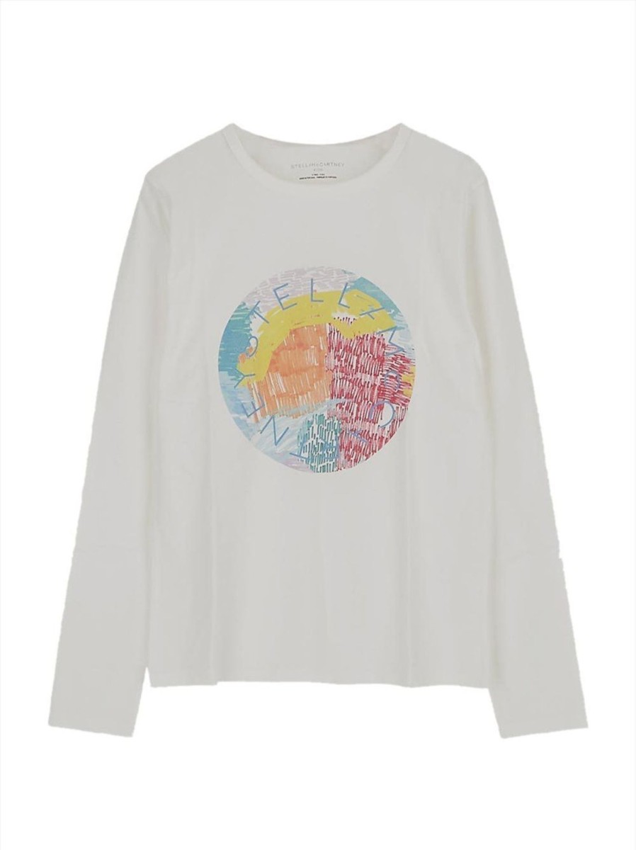 Kids Stella McCartney Tops | Stella Mccartney Cotton T-Shirt Wit