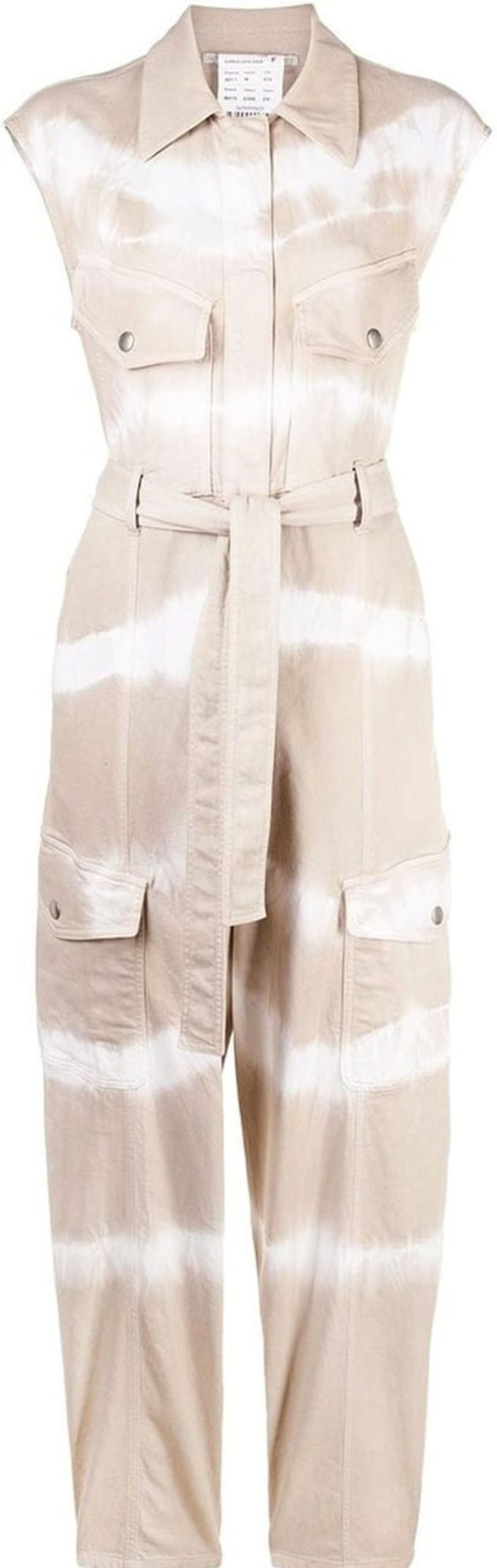 Dames Stella McCartney | Stella Mccartney Stella Mccartney Tie-Dye Belted Denim Jumpsuit Beige