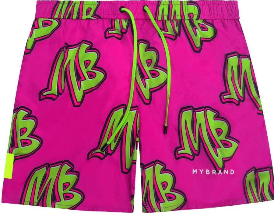 Heren My Brand | My Brand Neon Swim Capsule Swimshort Roze