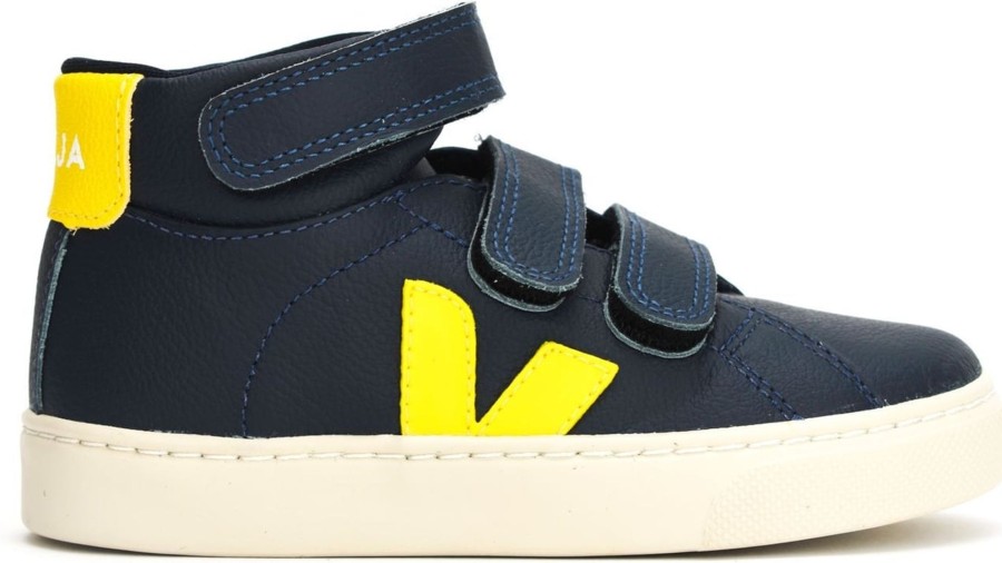 Kids Veja Sneakers | Veja Esplar Mid Sneaker Navy Blauw