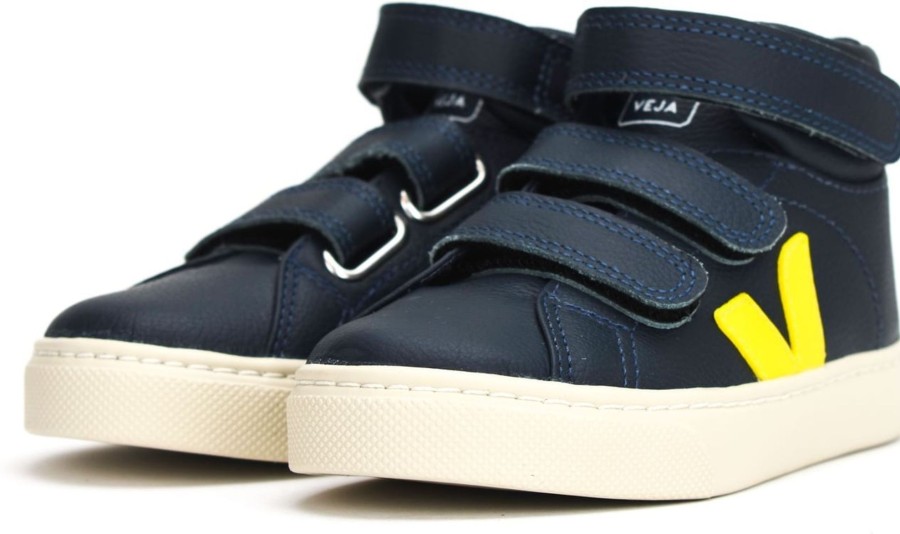 Kids Veja Sneakers | Veja Esplar Mid Sneaker Navy Blauw