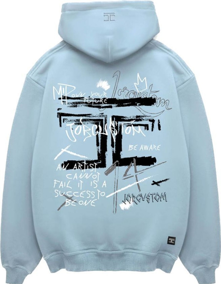 Heren JORCUSTOM | Jorcustom Artist Zipped Hoodie Blue Blauw