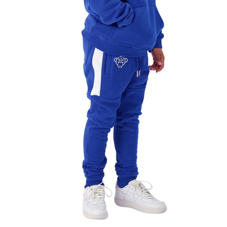 Kids Black Bananas Broeken | Black Bananas Jr Stripe Sweatpants Blauw