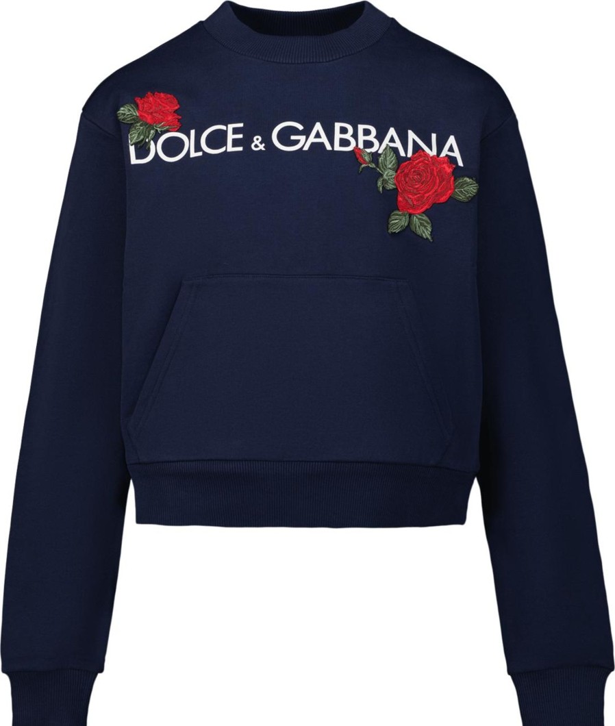 Kids Dolce & Gabbana Truien | Dolce & Gabbana Dolce & Gabbana Kinder Meisjes Trui Navy Blauw