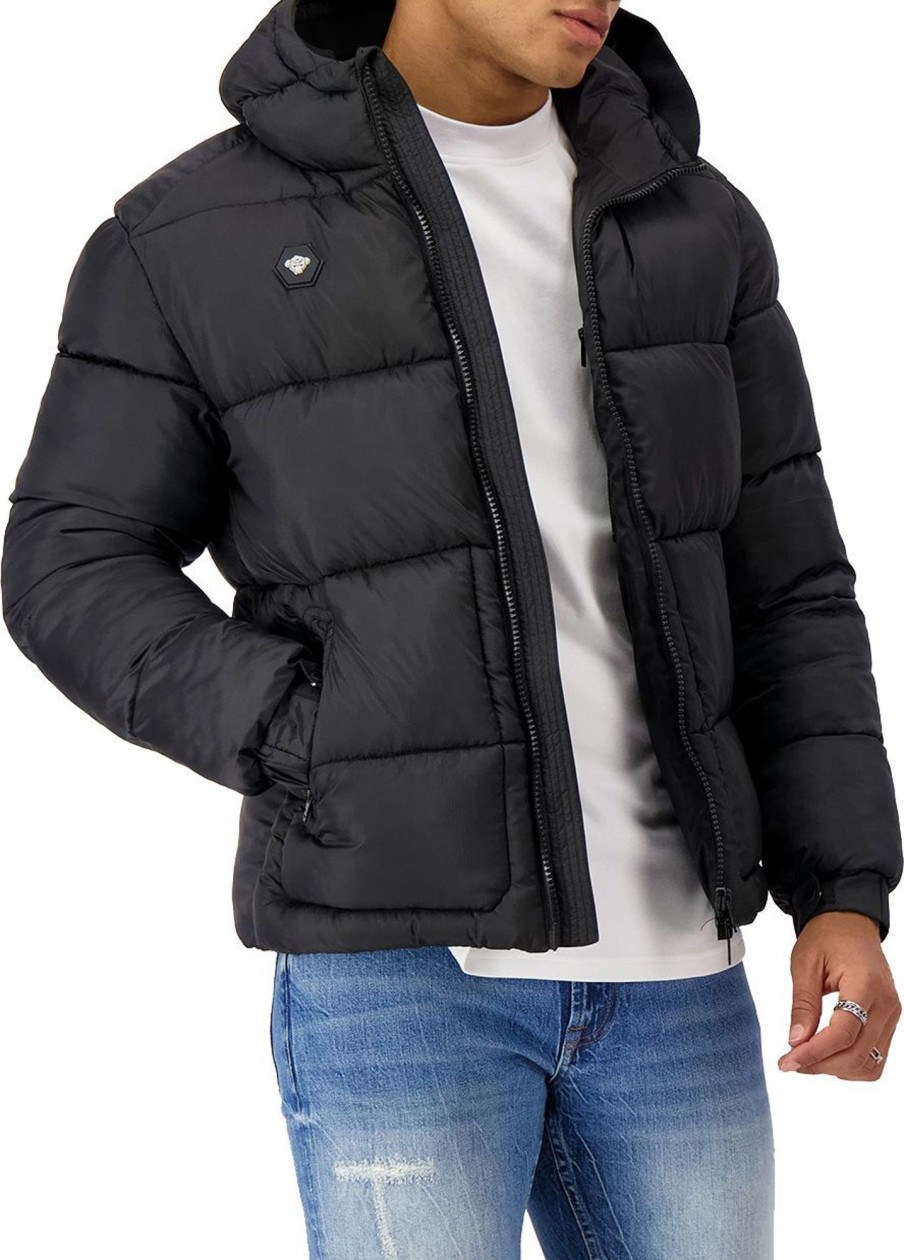 Heren Black Bananas | Black Bananas Ghost Puffer Jacket Zwart