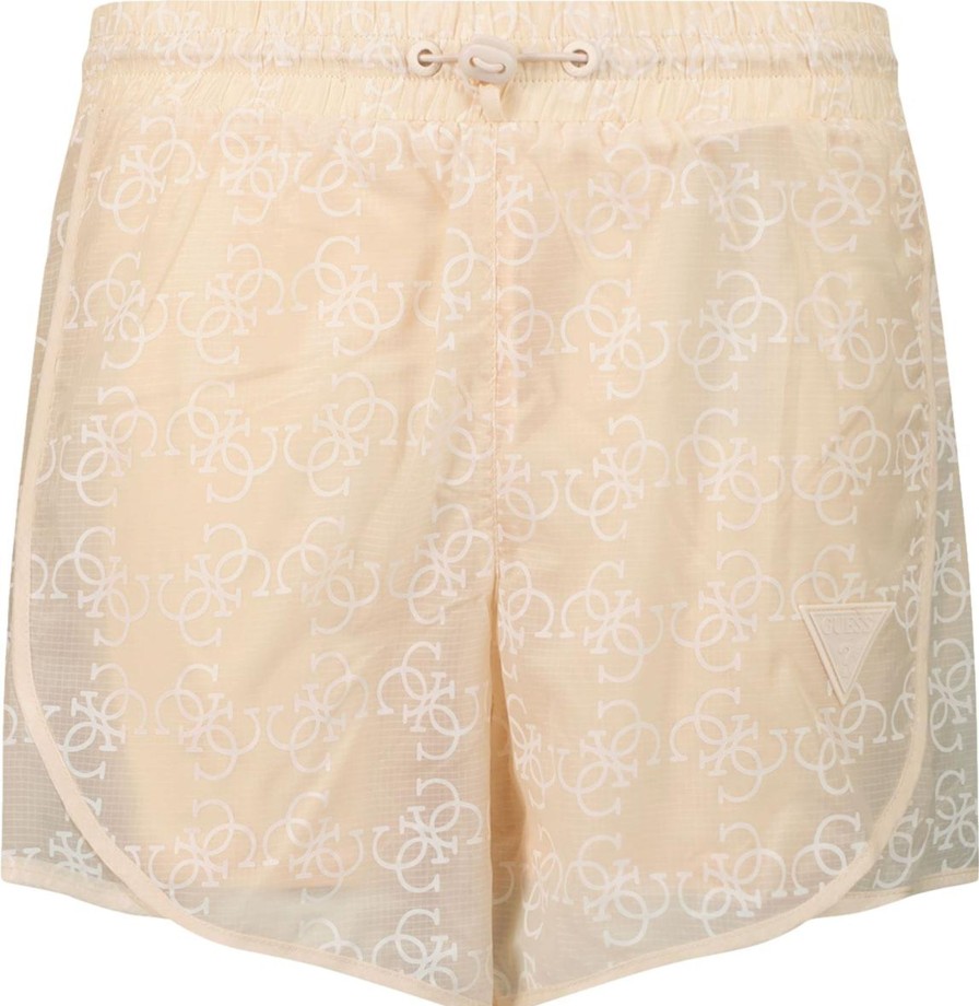 Kids Guess Shorts | Guess Guess Kinder Meisjes Shorts Licht Beige Beige