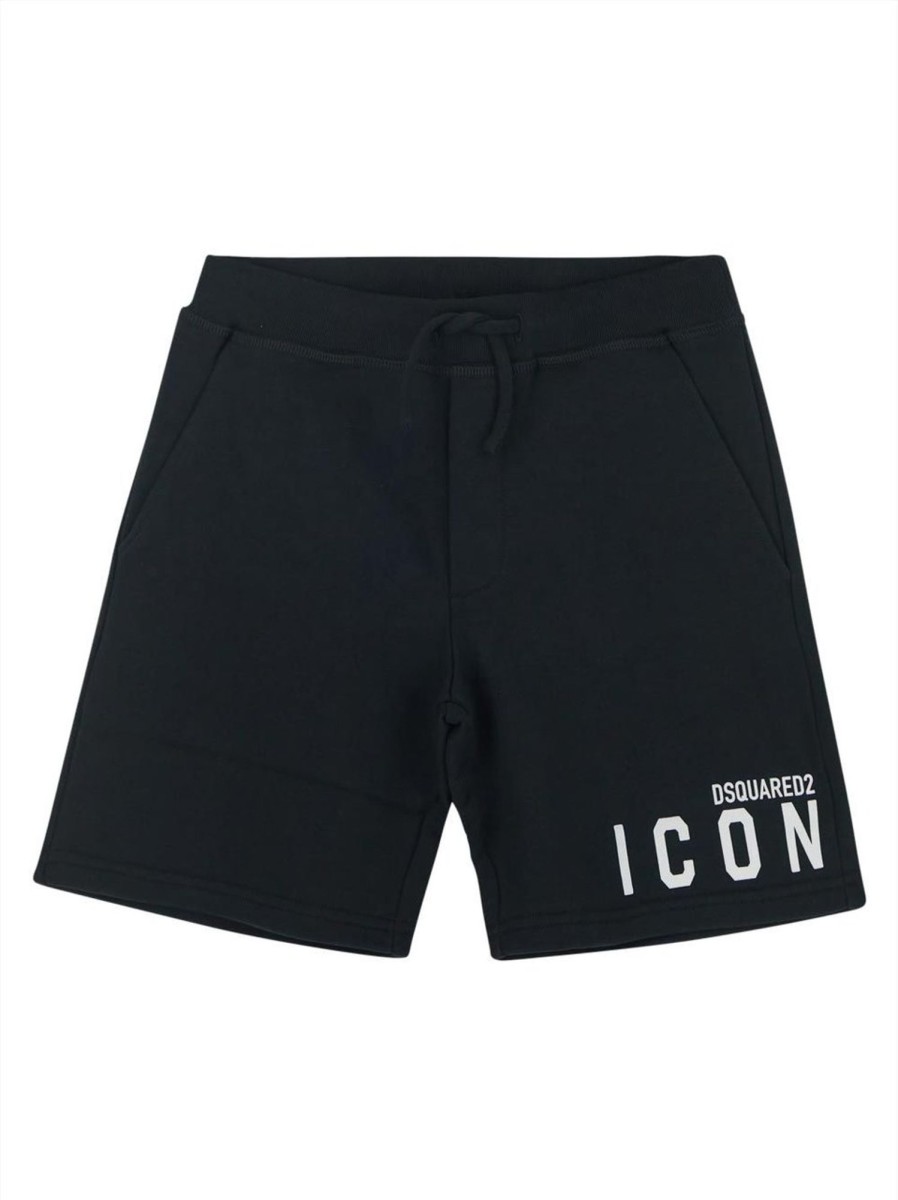 Kids Dsquared2 Shorts | Dsquared2 Dsquared2 Dq1673 D003G Kinder Shorts Zwart Zwart