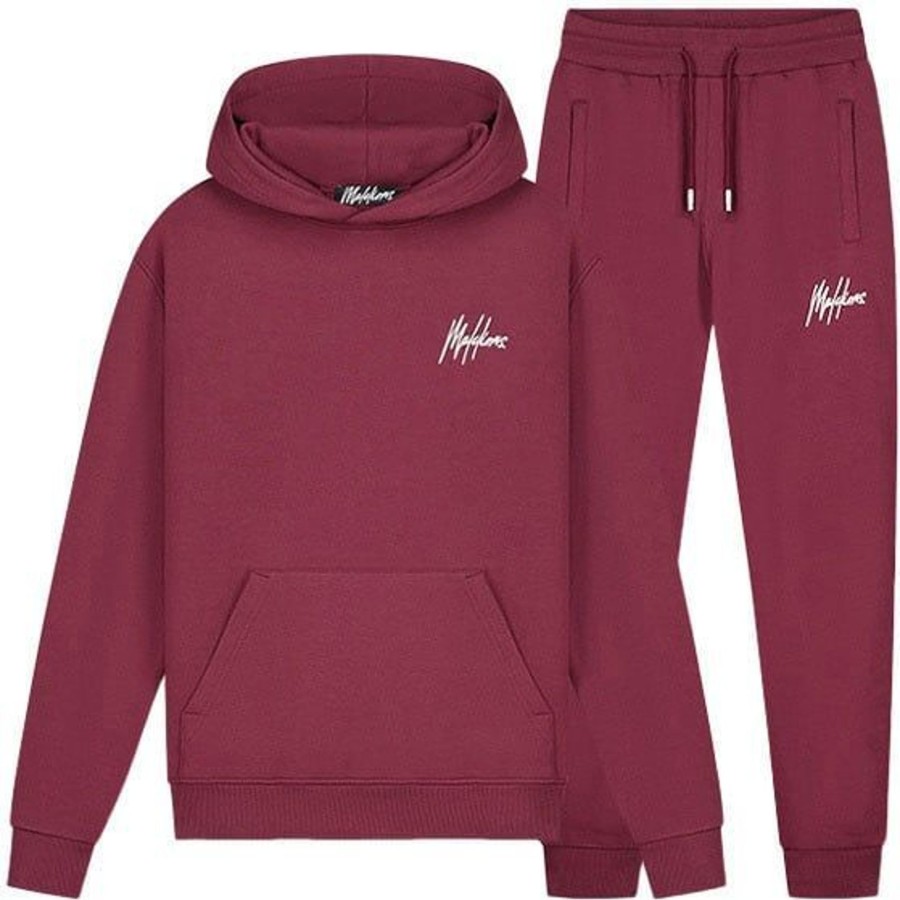 Heren Malelions | Malelions Signature Tracksuit - Burgundy Rood