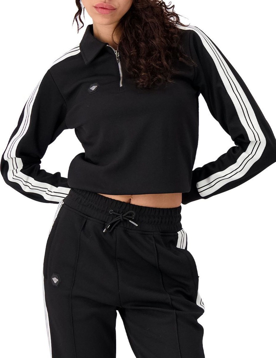 Dames Black Bananas | Black Bananas Classic Stripe Tracktop Zwart