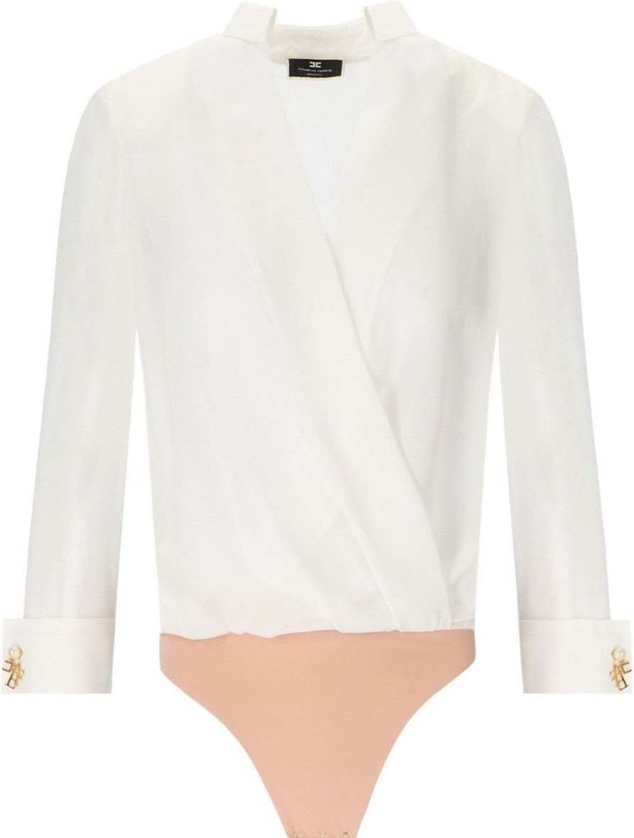 Heren Elisabetta Franchi | Elisabetta Franchi Ivory Bodysuit Shirt Beige Beige