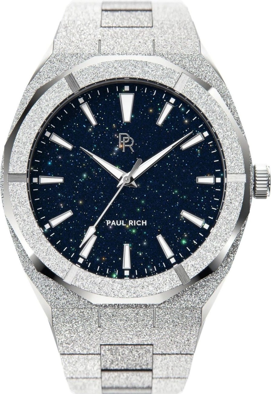 Heren Paul Rich | Paul Rich Frosted Star Dust Silver Fsd05-42 Horloge 42 Mm Blauw