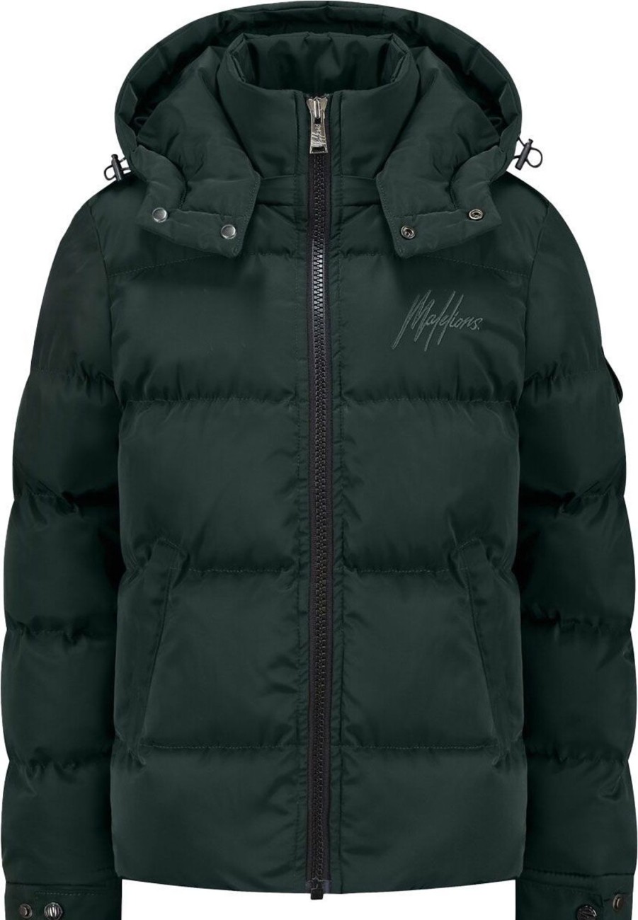 Kids Malelions Jassen | Malelions Patch Puffer Jacket - Dark Green Groen